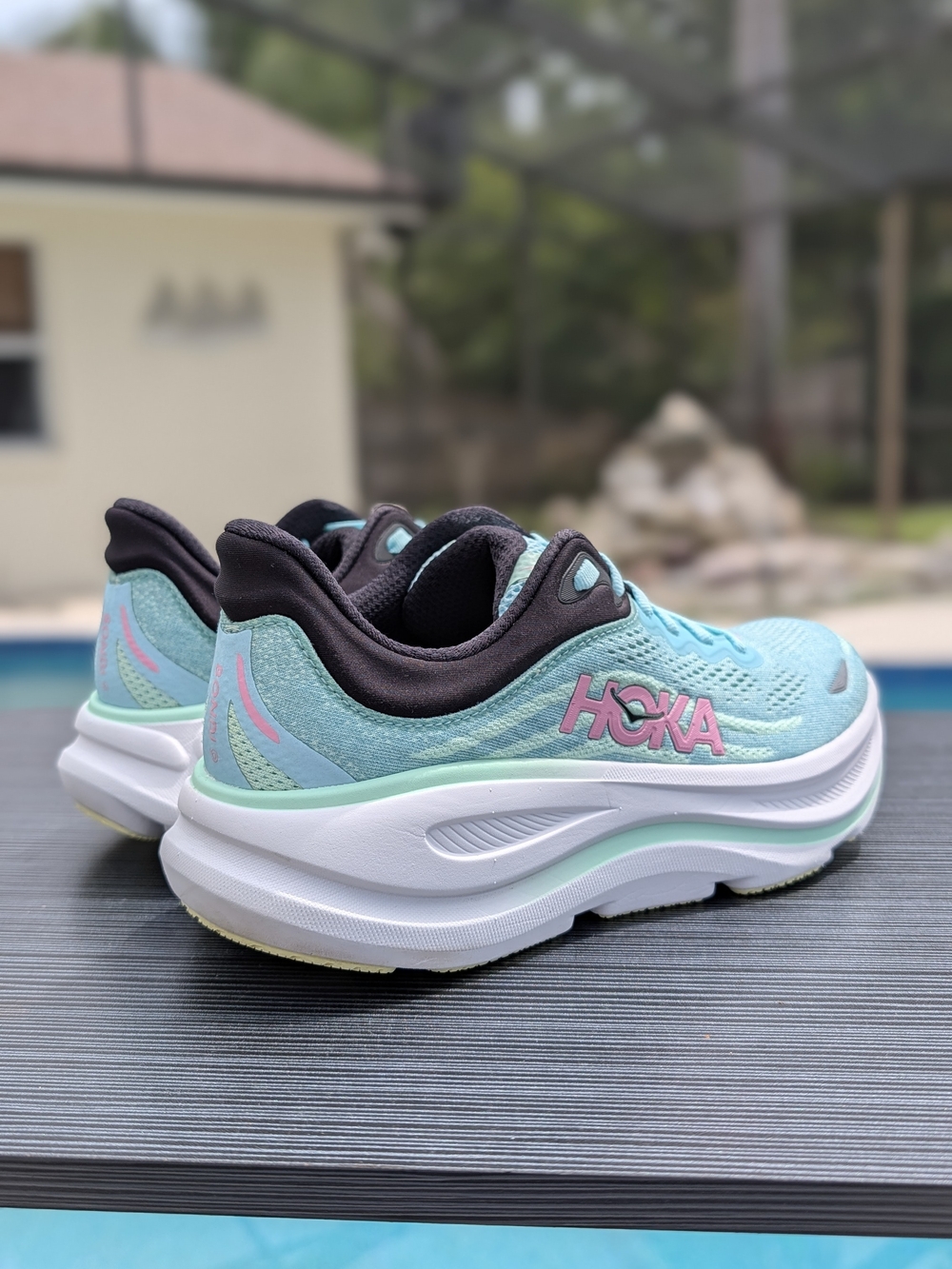 Size 7 - Hoka One One HOKA Bondi 9 Women's Blue Spark Mint Fluorite W - Picture 5 of 12